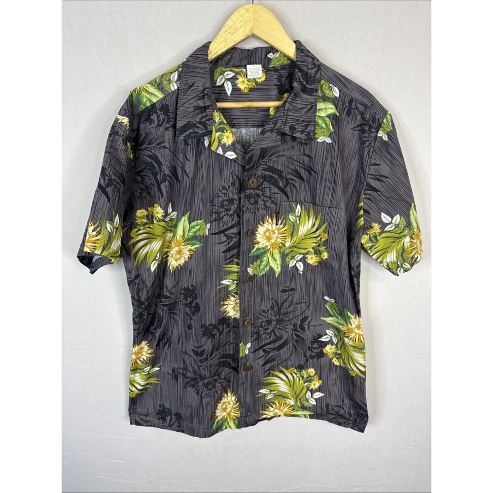 Palmwave‎ Hawaii Hawaiian Shirt Men’s Large Floral Gray Cotton